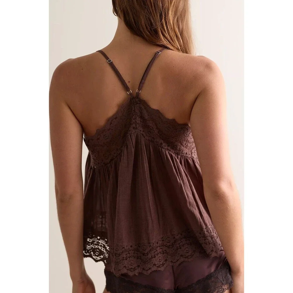 Intimately Free People Fiona Cami Blouse Top Tank Sleeveless Lace Slip XS 290111